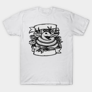 Cute Greyscale Snake with Banner T-Shirt